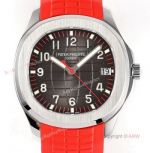 (ZF)AAA Replica Patek Philippe Aquanaut Red Strap Black embossed Dial Swiss 324 Watch For Men